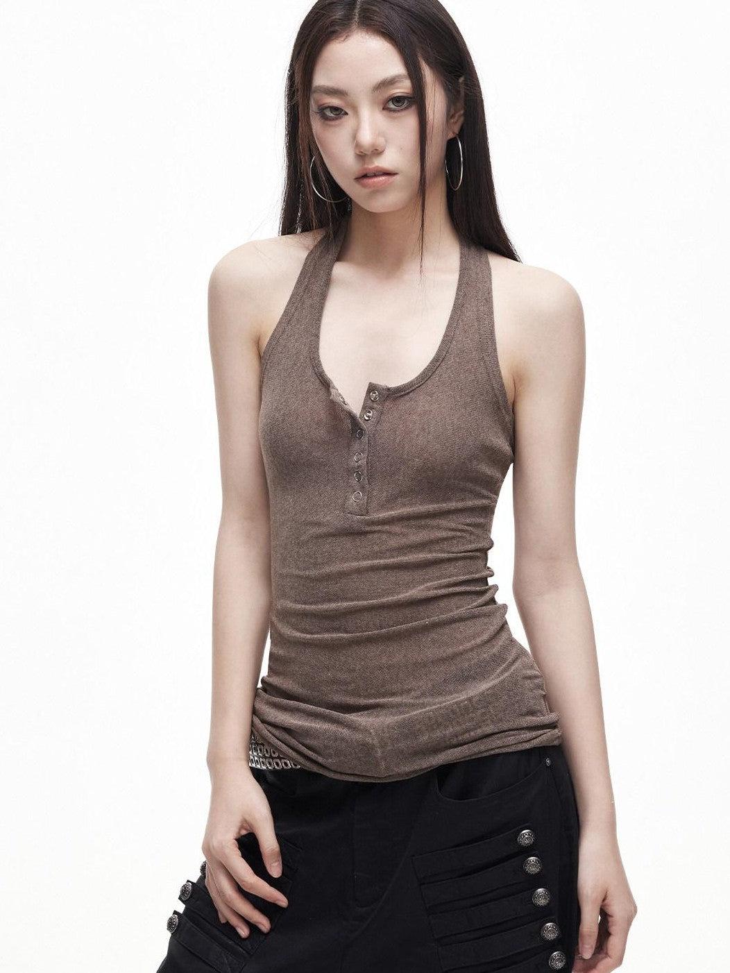 3MODE Sexy Vintage Henley Slim Fit Women&