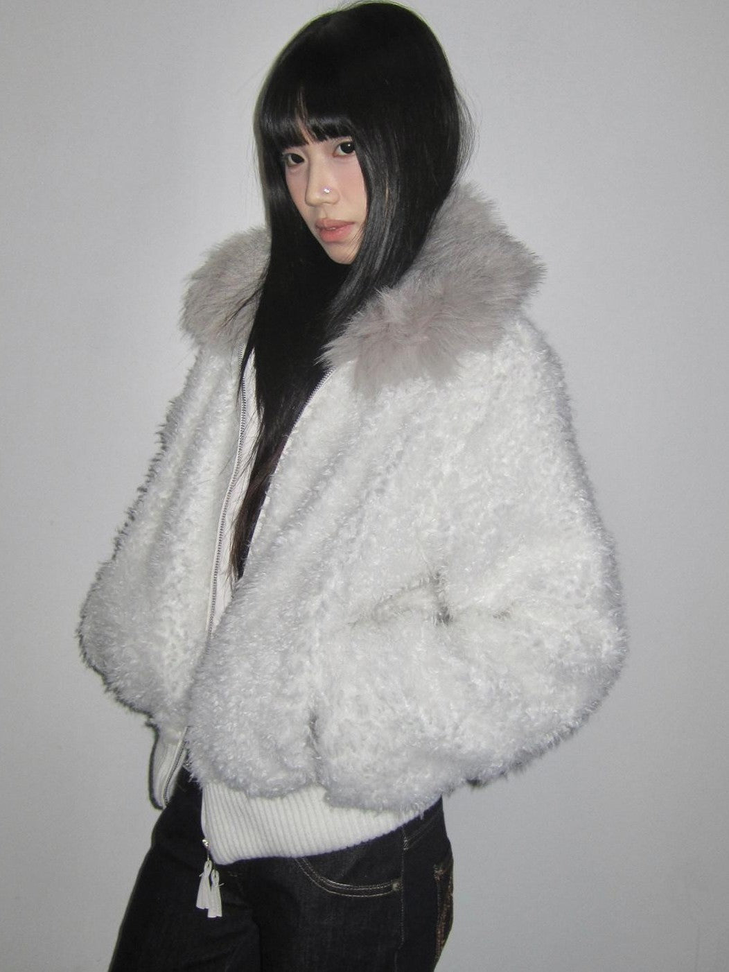 3MODE Sherpa Collar Zip Lapel Women&