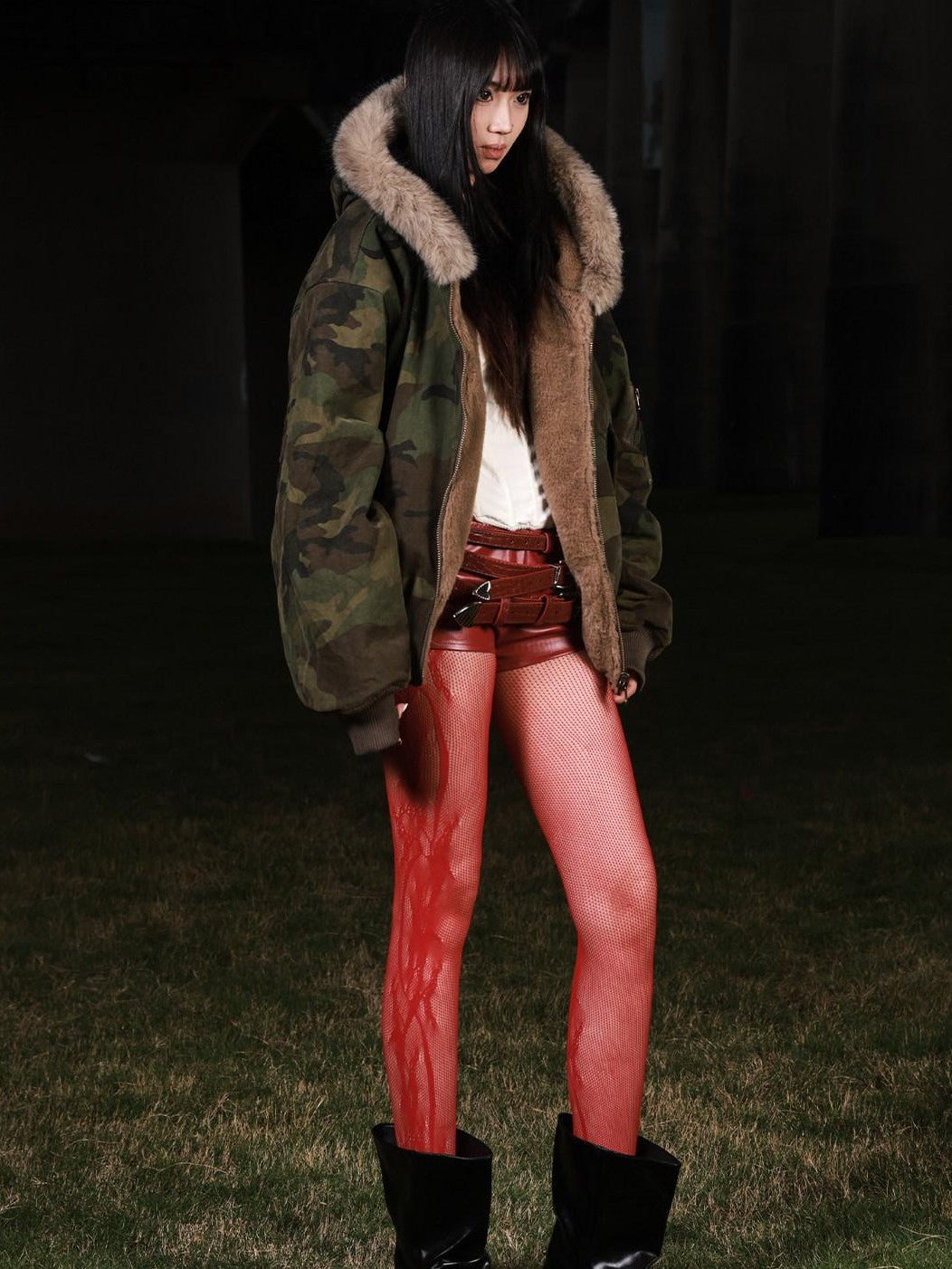 3MODE Vintage Reversible Camouflage Hooded Women&