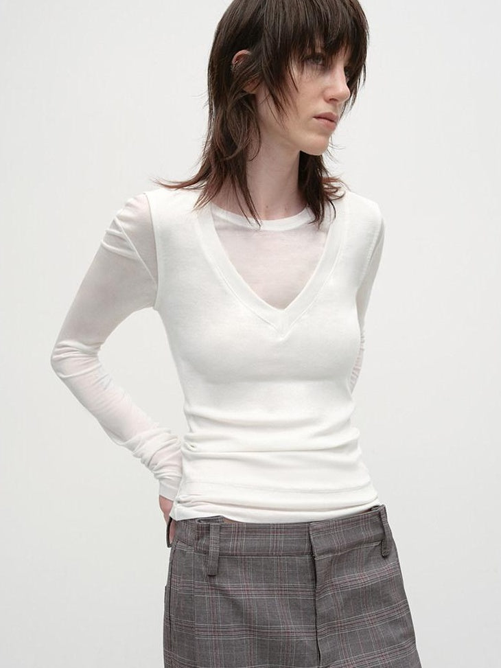 RUN TO THE FUTURE Stretch Wool Slim Crew Neck Casual Womens Moisture Wicking Long Sleeve T-Shirts