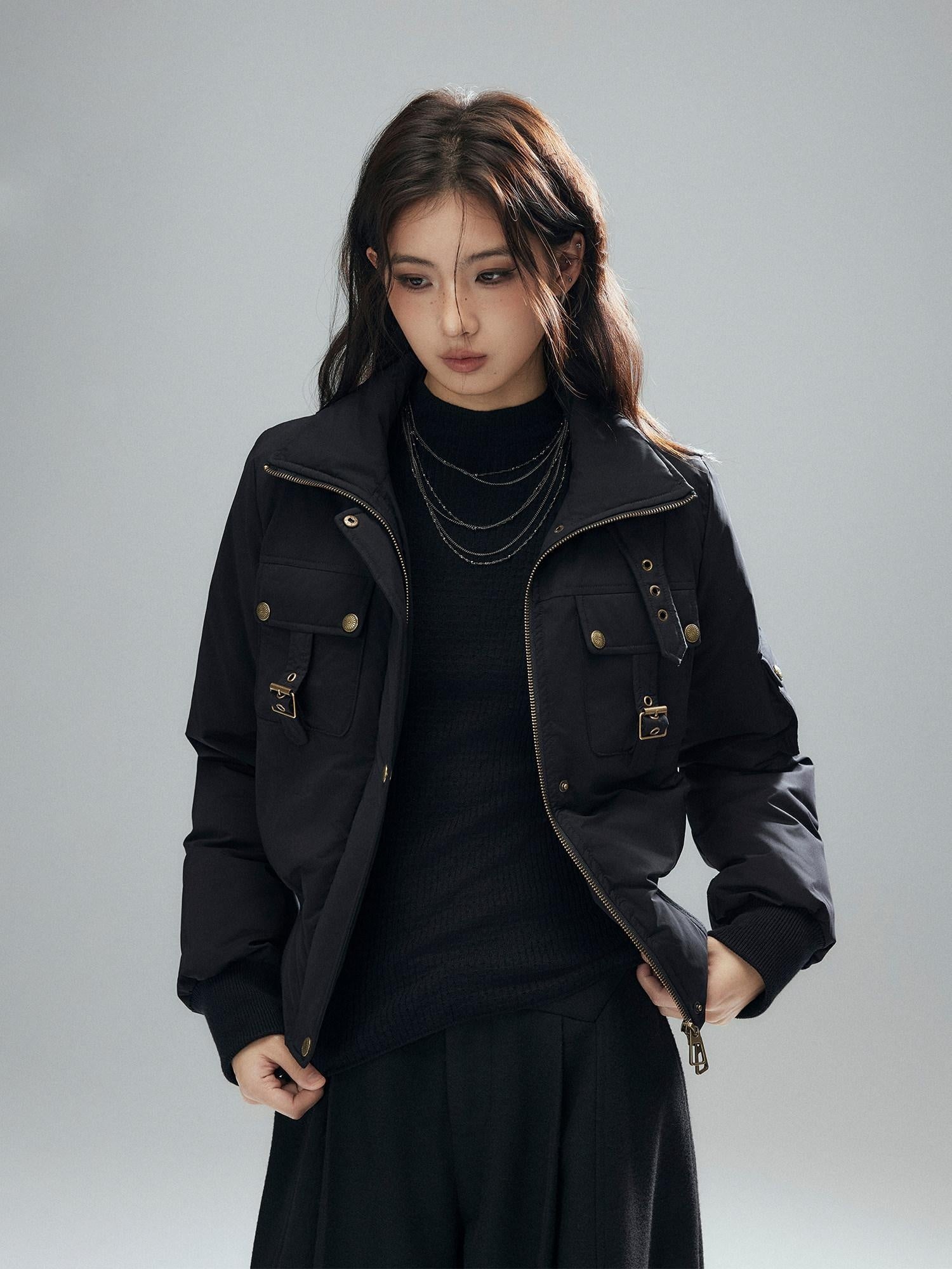 Low pixel 90 Percent White Duck Down Warm Casual Cinched Waist Women Everyday Down Jackets
