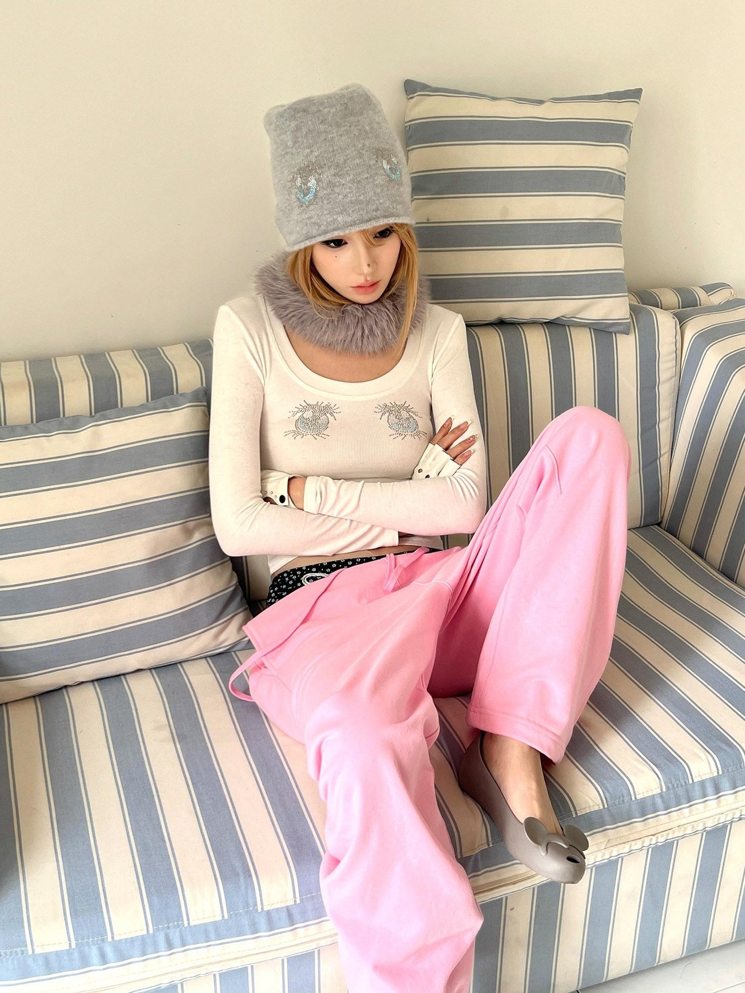 nit alcove 100 Percent Cotton Soft Comfort Casual Natural Waist Unisex Pink Straight Pants