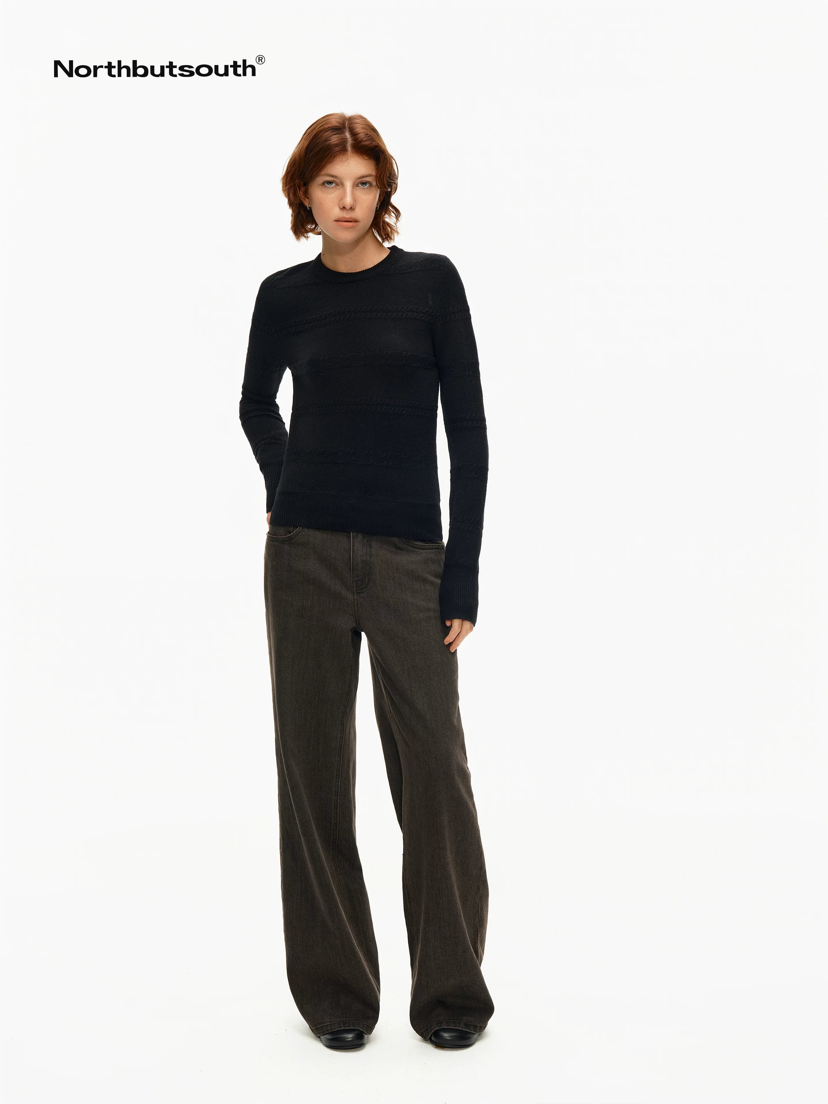 3d Embossed Textured Slim Fit Pullover Women&