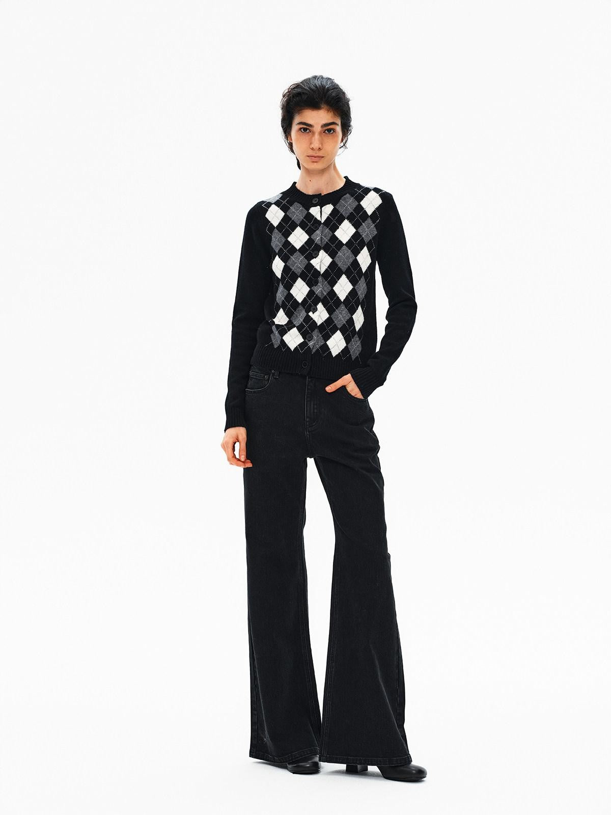 Northbutsouth Three Color Diamond Contrast Slim Fit Women&