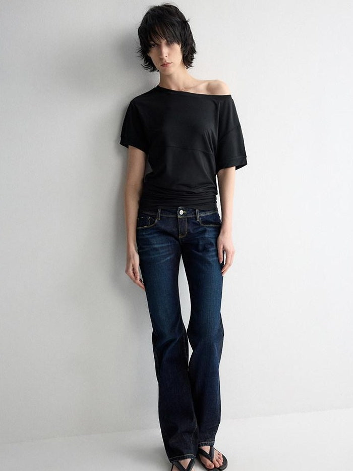 RUN TO THE FUTURE Breathable Modal Slim Fit Boat Neck Casual Women Solid Short Sleeve T-Shirts