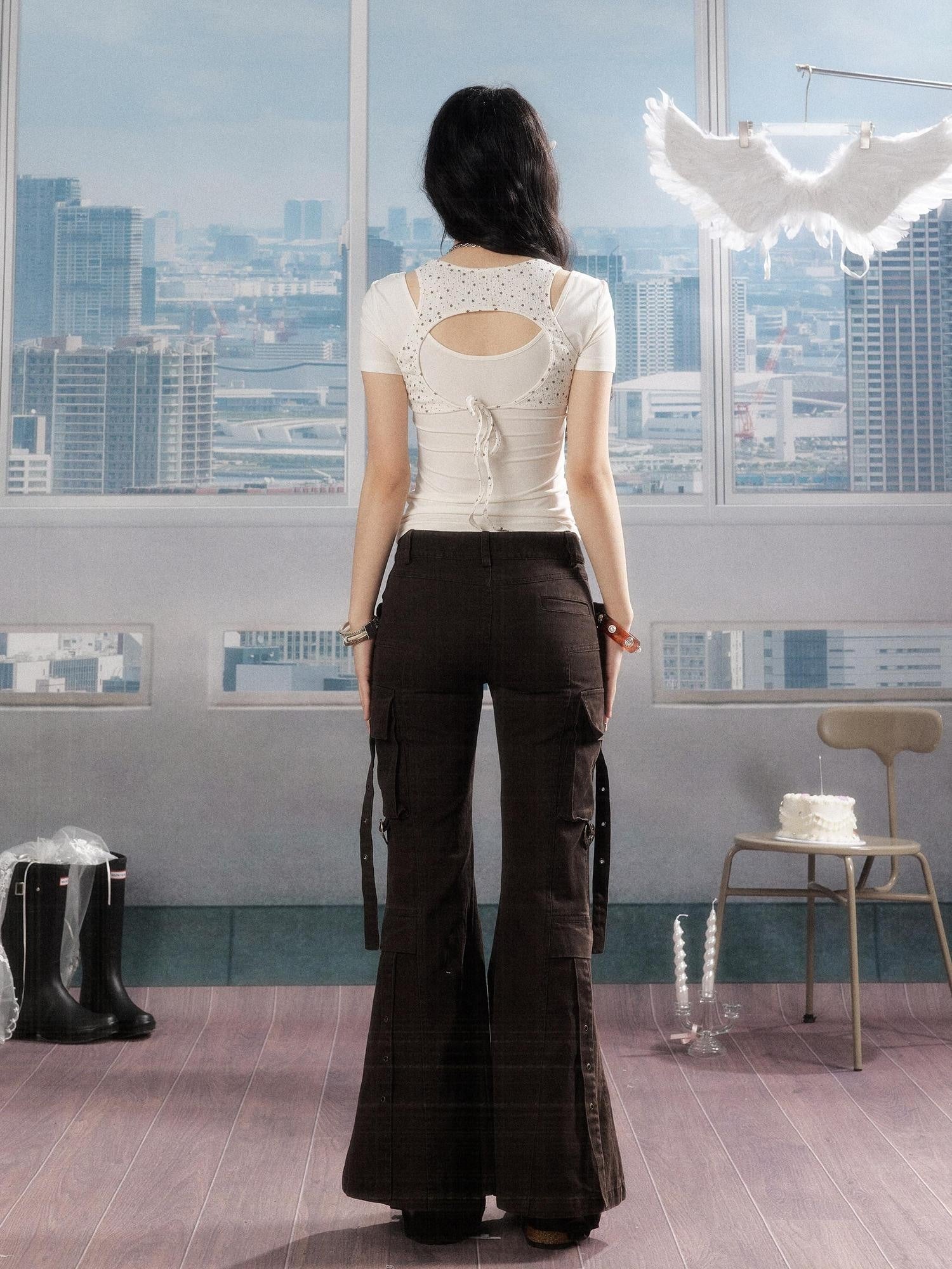 ALL iN plan Soft Lyocell Casual Round Neck A Line Sleeve Women Letter Print Offwhite Tshirt
