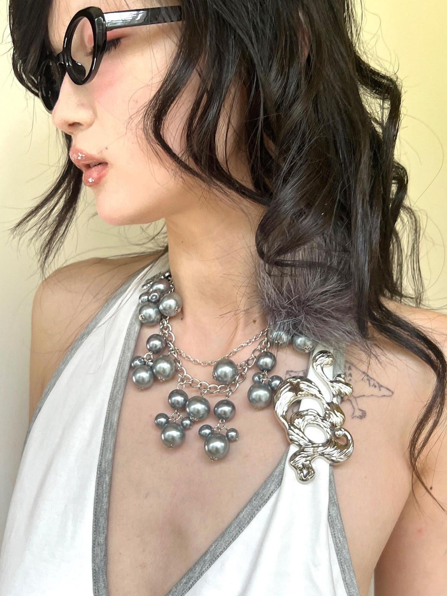 nit alcove Original Design Multilayer Silver Plated Faux Pearl Teen Jewelry Necklaces