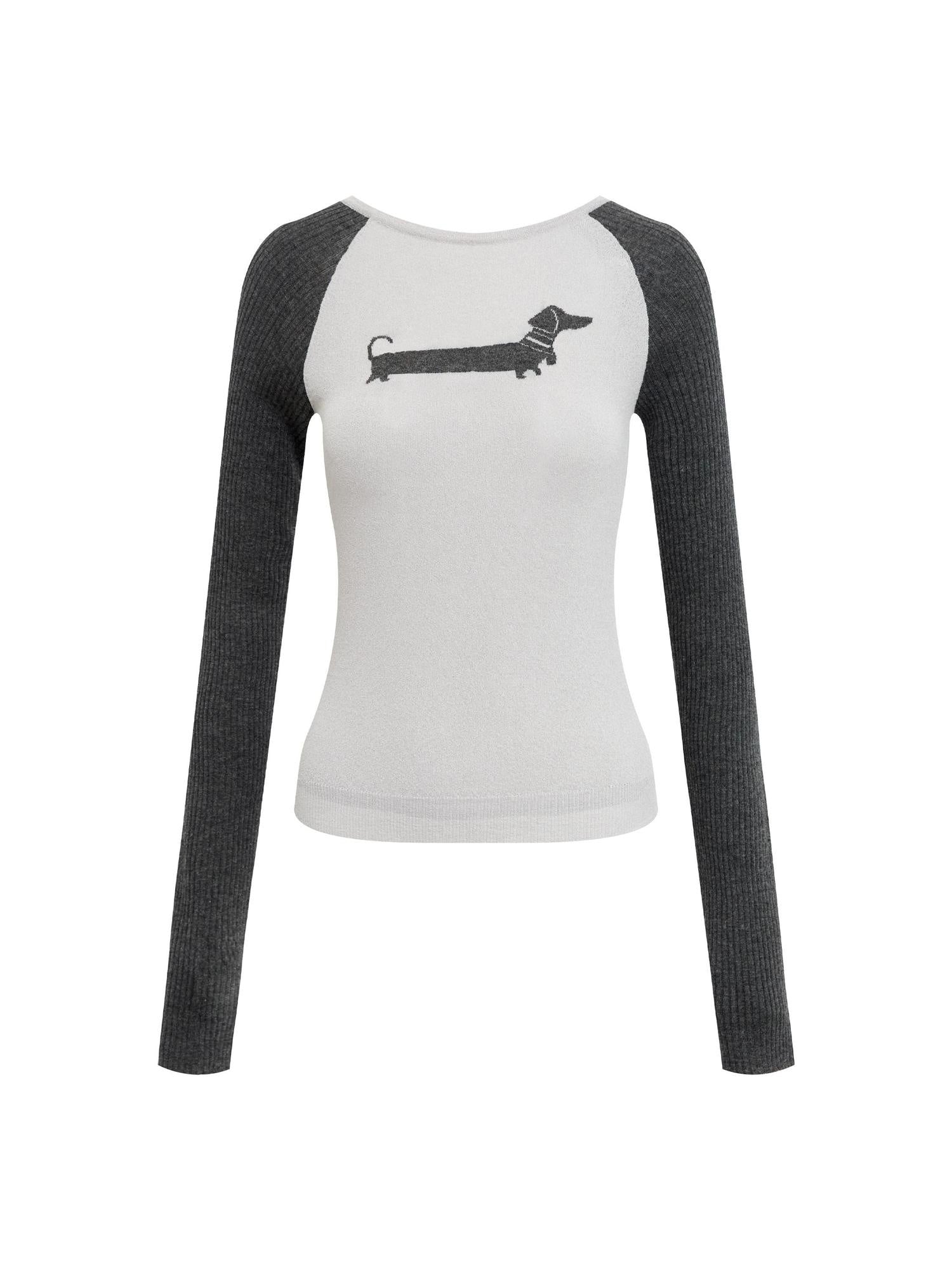 RUN TO THE FUTURE Breathable Thin Knit Slim Casual Raglan Women Outdoor Animal Crew Neck Crop Tops