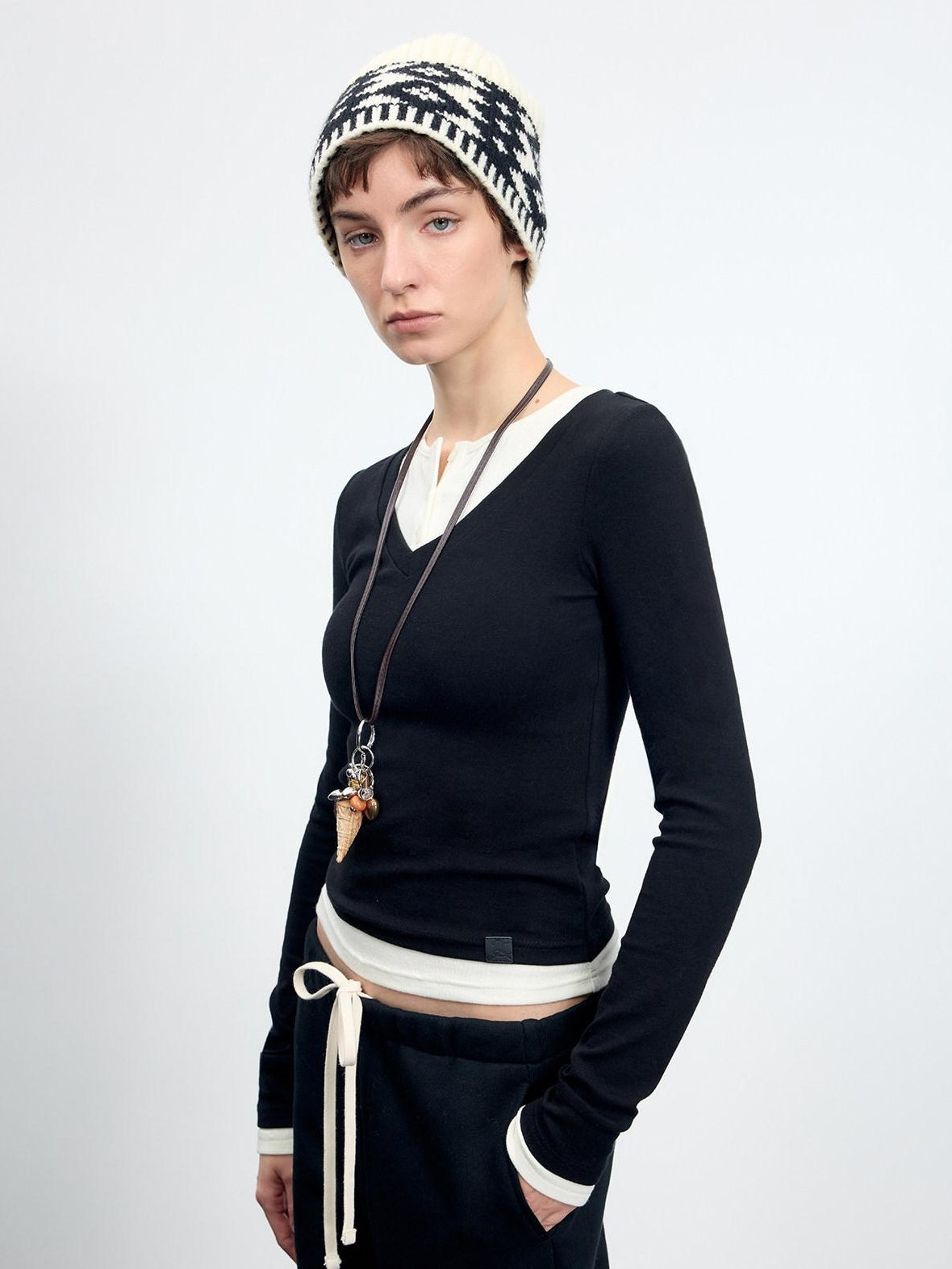 RUN TO THE FUTURE Viscose Blend Slim Fit Layered Casual Women Round Neck Long Sleeve T-Shirts
