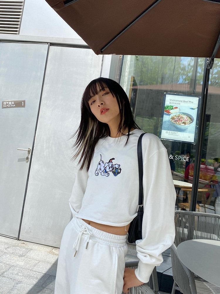 JYOSEI Cartoon Print Ruched Sleeve Original Character Street Style Women&