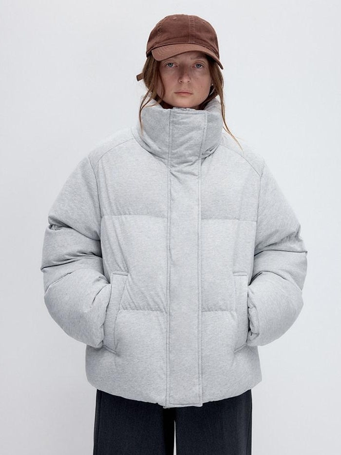 RUN TO THE FUTURE Warm 90 Percent White Duck Down Retro Straight Fit Cotton Gray Down Jackets