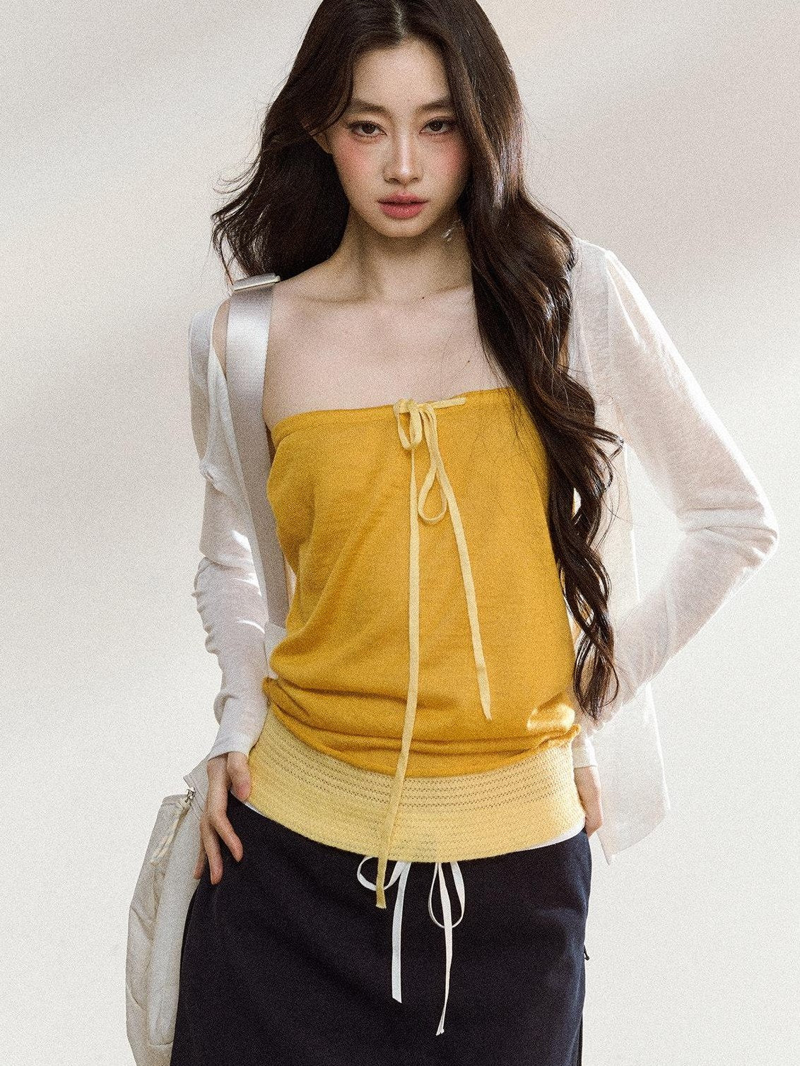 7Shiftin Asymmetric Slim Fit Cropped Versatile Solid Women Yellow Khaki Brown Tank Tops