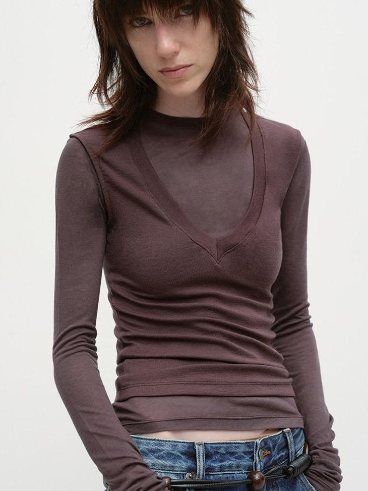 RUN TO THE FUTURE Stretch Wool Slim Crew Neck Casual Womens Moisture Wicking Long Sleeve T-Shirts