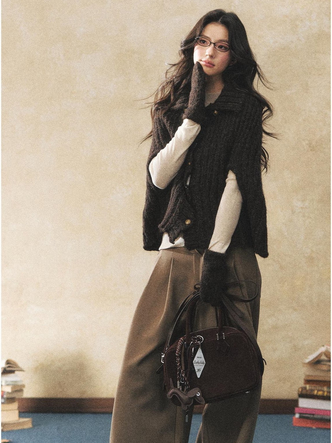 7Shiftin Cozy Button Cardigan Casual Relaxed Women Oatmeal Deep Brown Sweaters