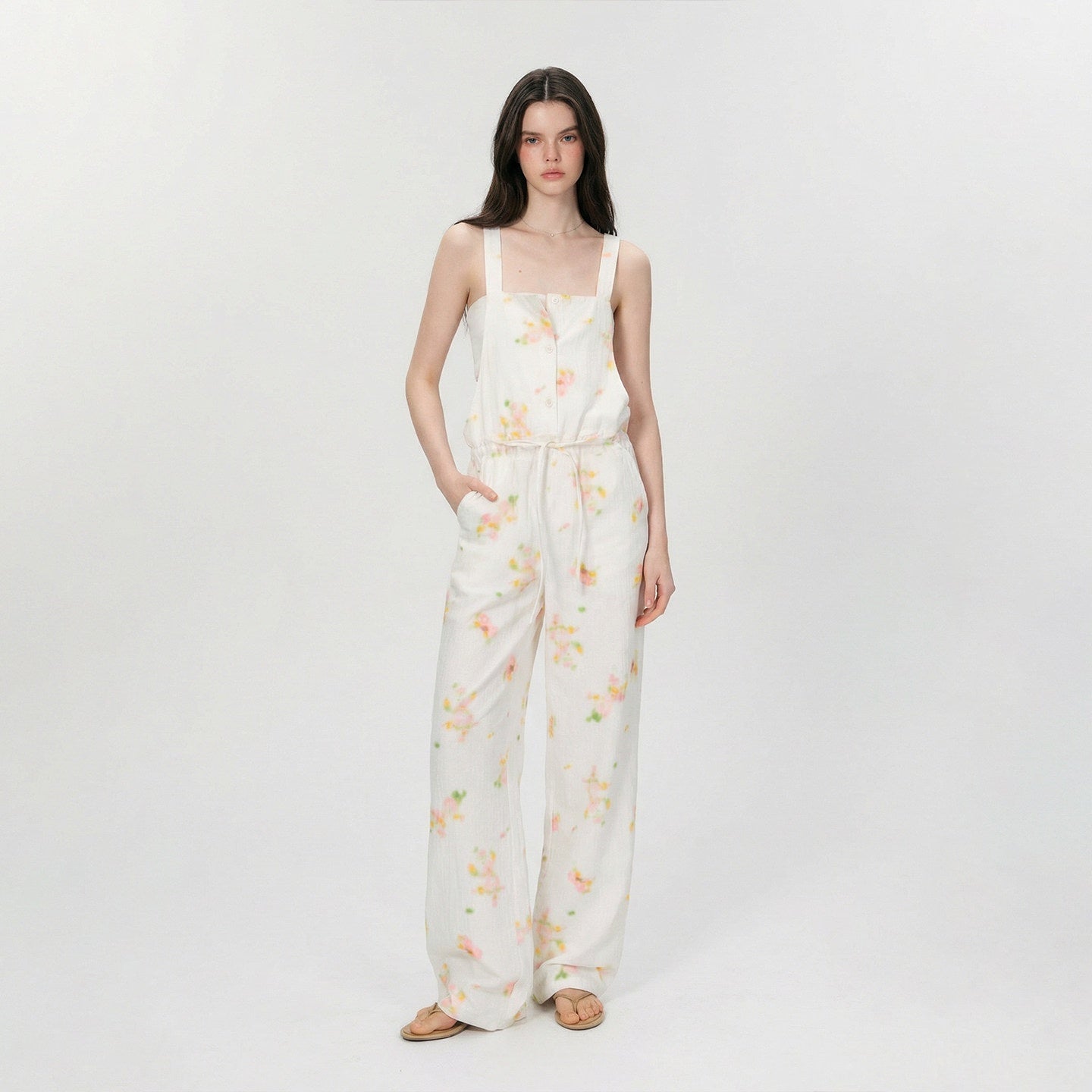 The NeverMore Pure Cotton High Waist Wide Leg Original White Casual Straight Pants