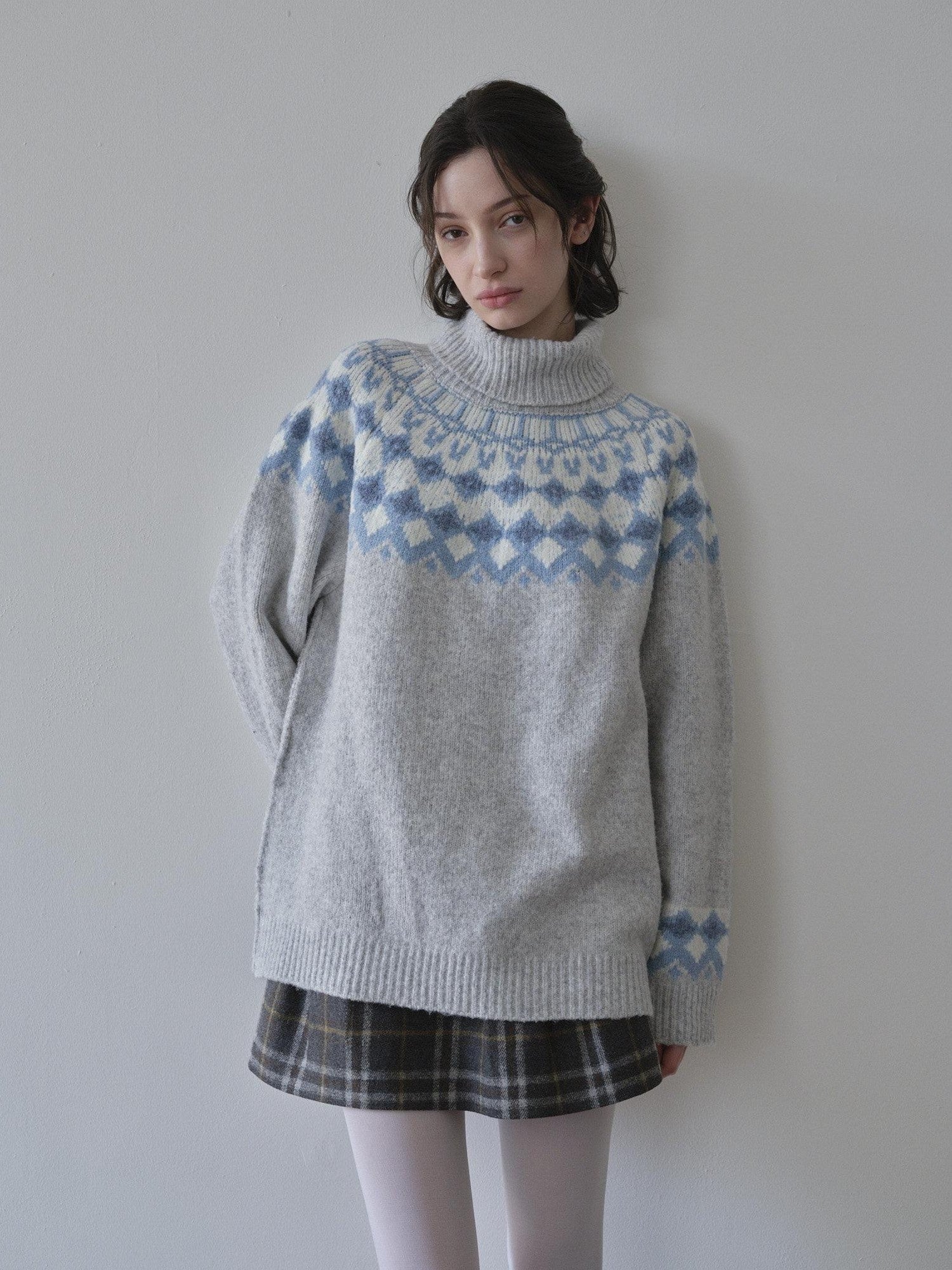 DKZ OFFICIAL Nordic Fair Isle Jacquard Oversized Women&