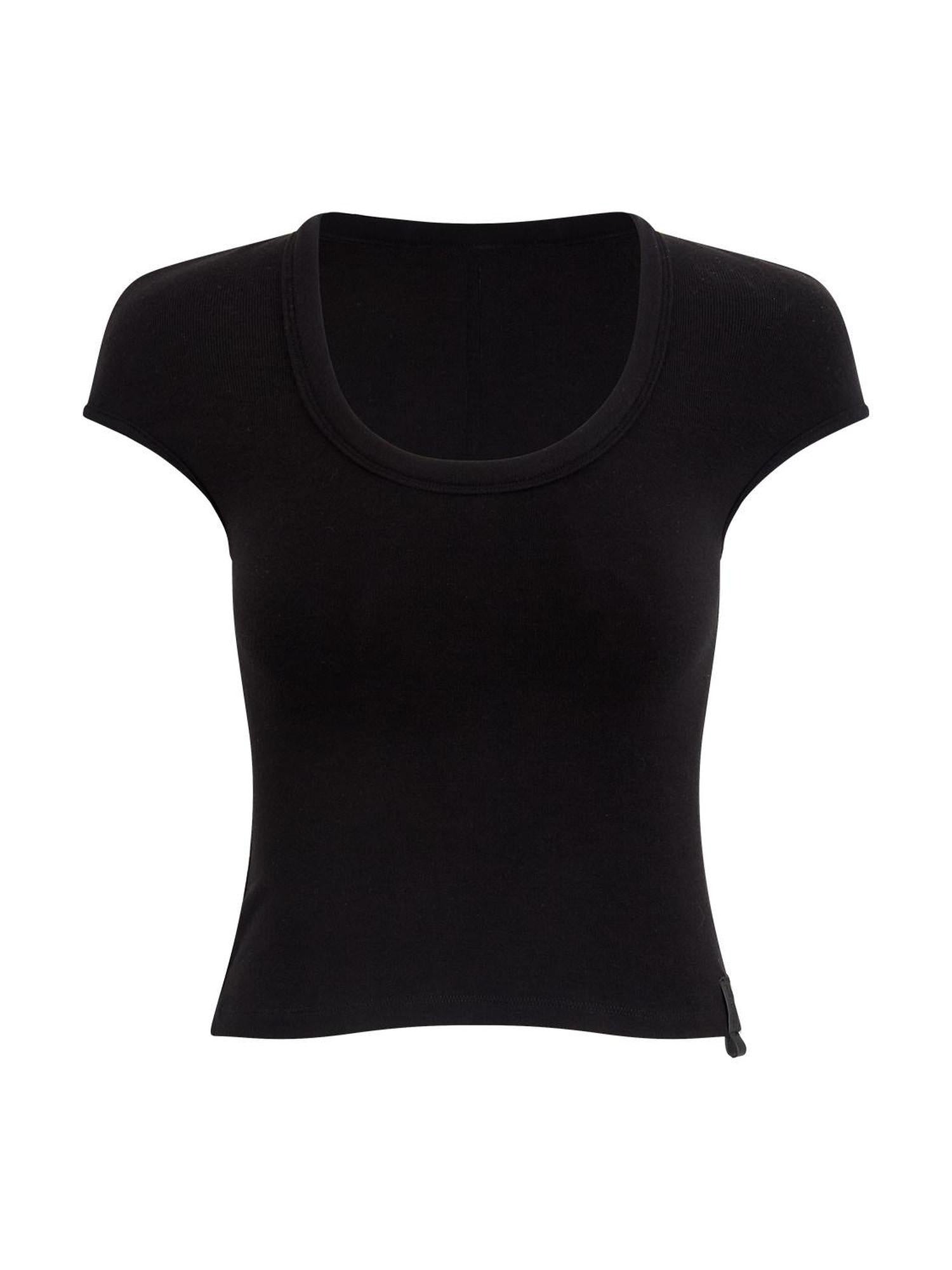 RUN TO THE FUTURE Versatile Slim Fit Short Solid Viscose Cotton Blend Women T Shirt Crop Tops