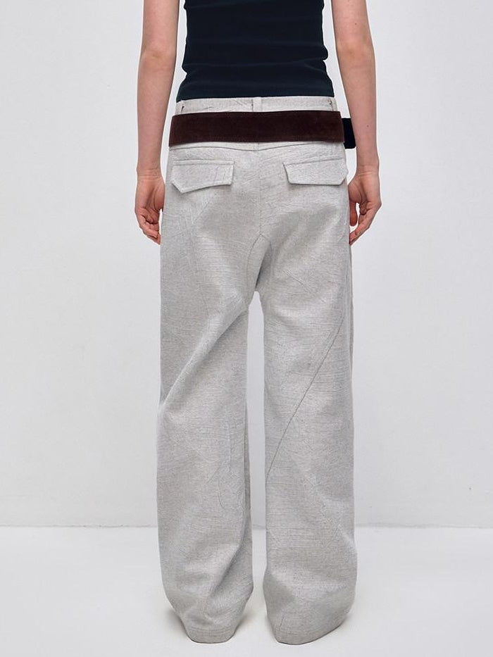 RUN TO THE FUTURE Minimalist Vintage Low Waist Zipper Pocket Office Womens Straight Pants