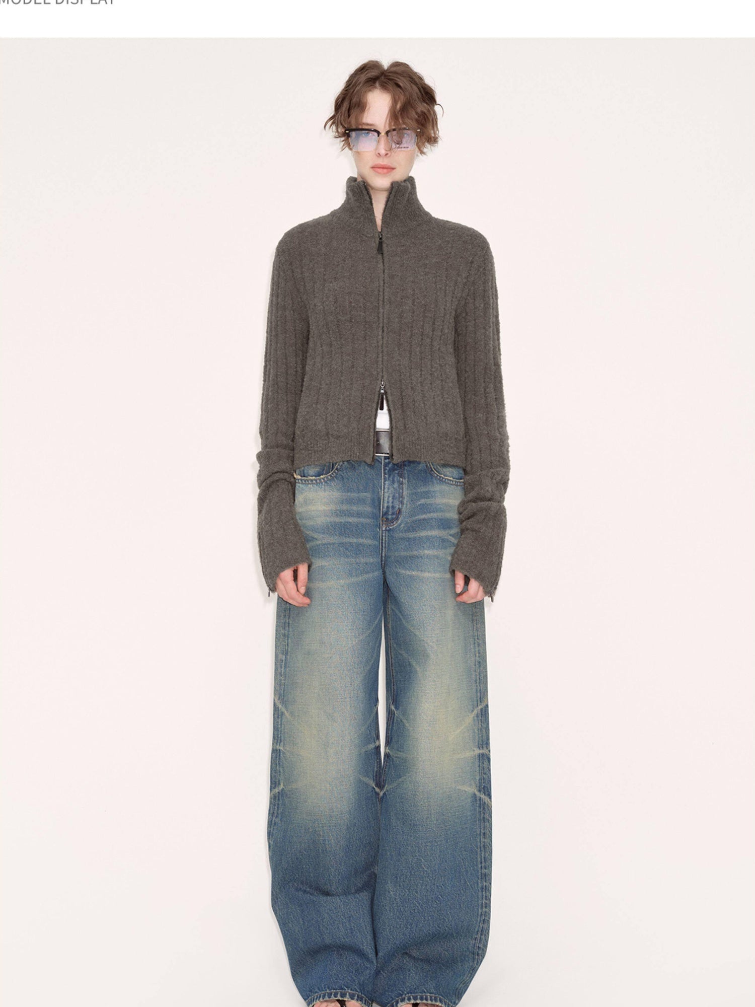 RUN TO THE FUTURE Washed Vintage Blue Low Rise Loose Fit Unisex High Cotton Denim Straight Jeans