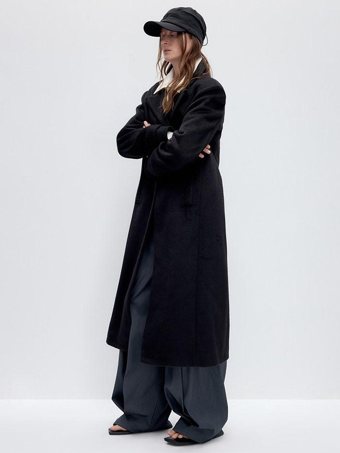 RUN TO THE FUTURE Lambswool Blend Patchwork Relaxed Fit Vintage Commuter Double Breasted Overcoats