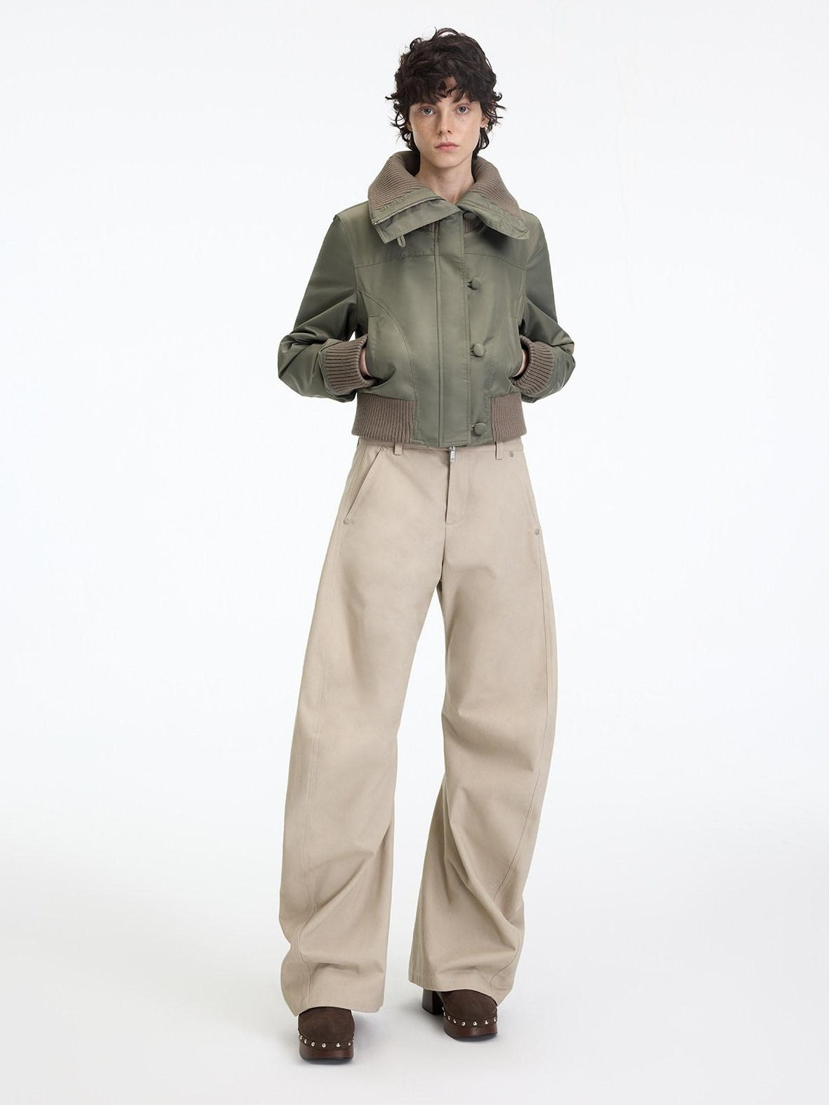 RUN TO THE FUTURE Chinos femme 100 % coton, coupe décontractée sculptée, taille mi-basse, jambes droites