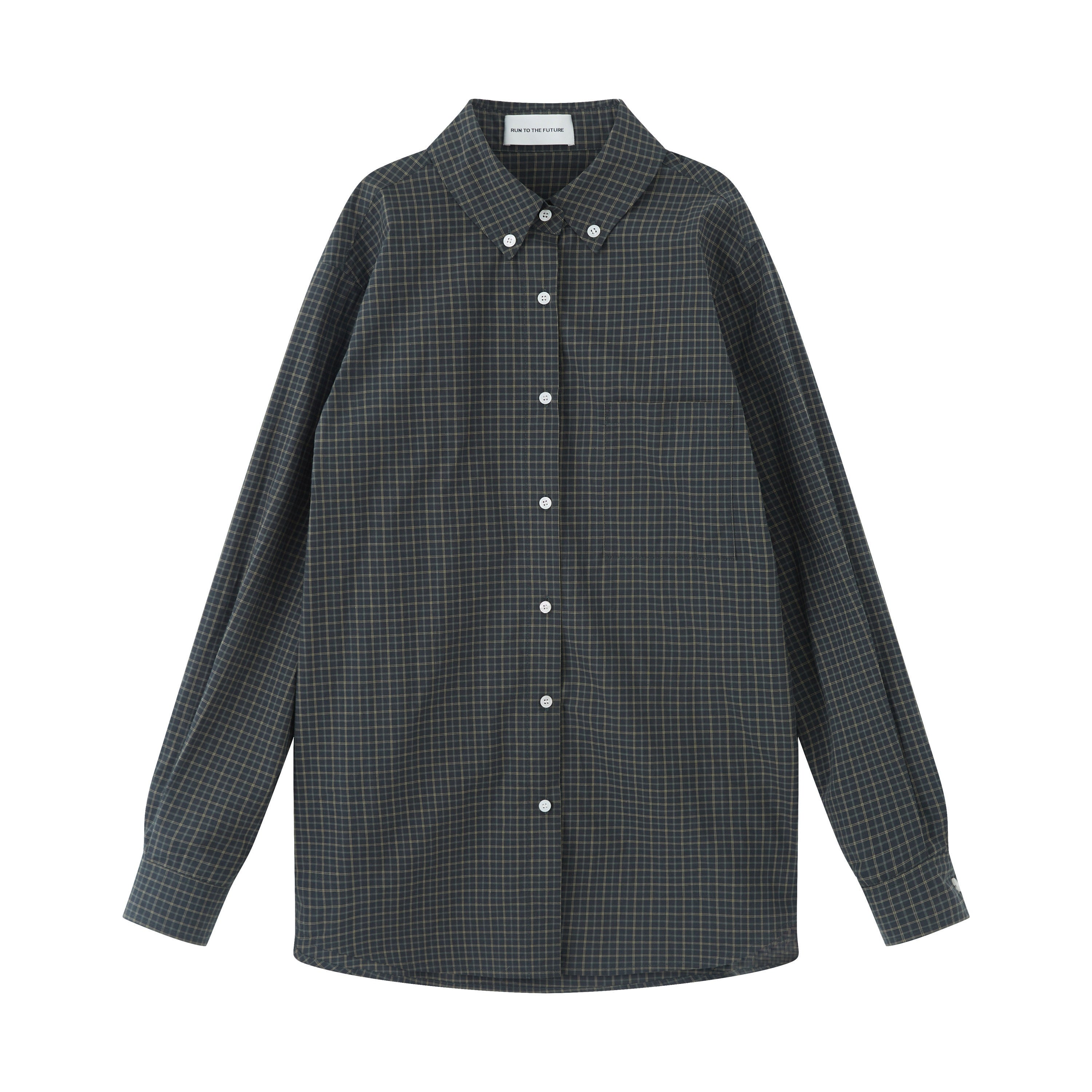 RUN TO THE FUTURE Soft 100% Cotton Breathable Original Loose Polo Collar Button Plaid Shirts