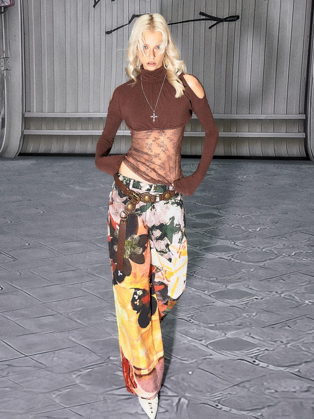 The NeverMore Sexy Mid Low Waist Hot Girl Floral Printed 100 Percent Cotton Wide Leg Pants