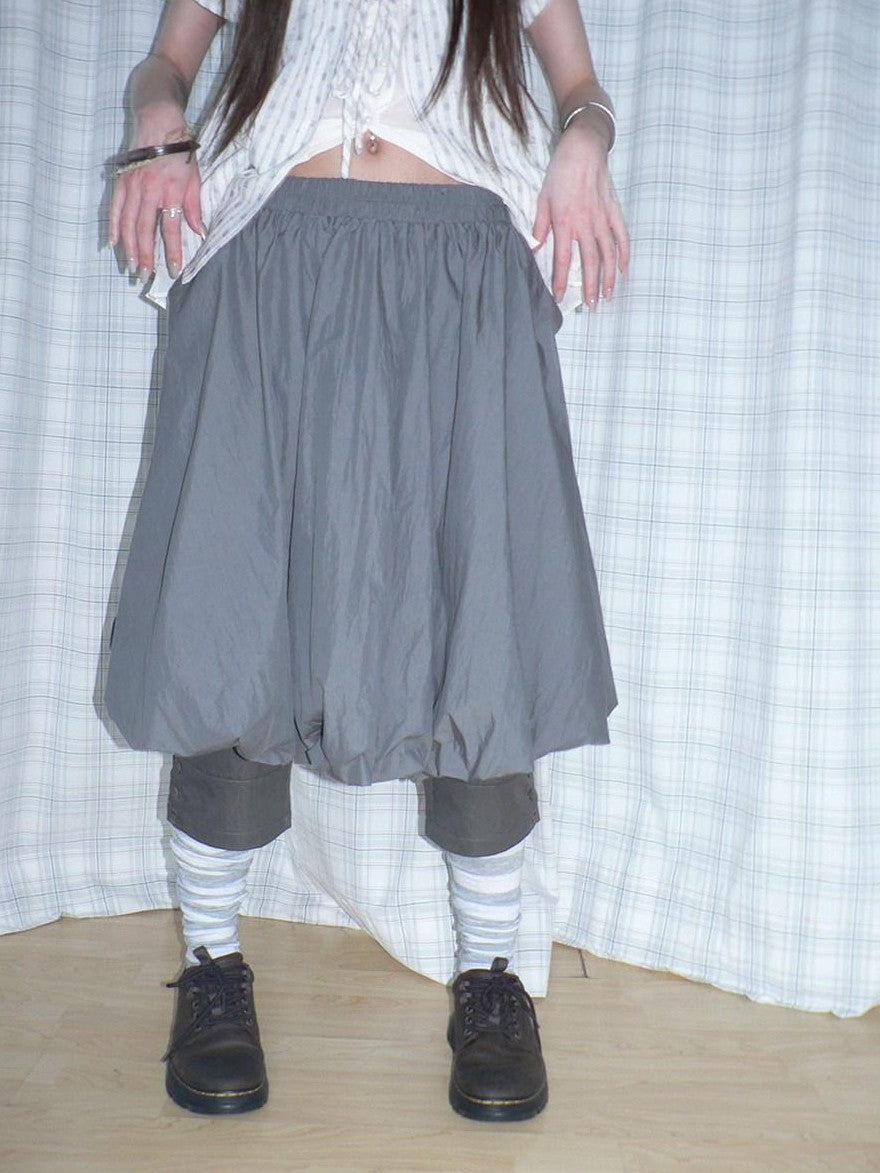 ang project Gray Pleated Elastic Waist Women&