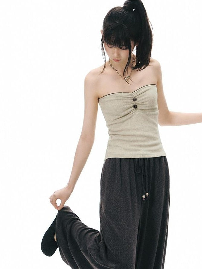 NAPSNAPS Gray Brown Relaxed Knit Drawstring Waist Women&