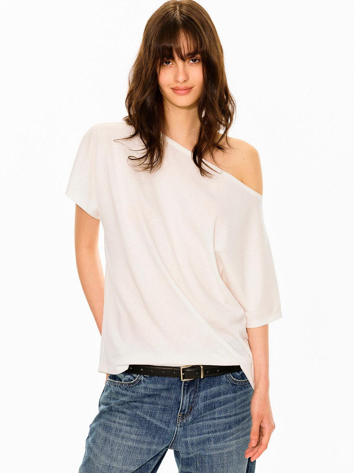 Northbutsouth Multicolor Snowflake Texture Asymmetric Shoulder Women&
