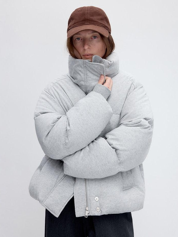 RUN TO THE FUTURE Warm 90 Percent White Duck Down Retro Straight Fit Cotton Gray Down Jackets
