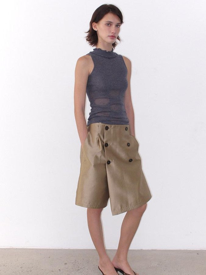 Mito de dar Champagne Gold Button Front A Line Silky Women&