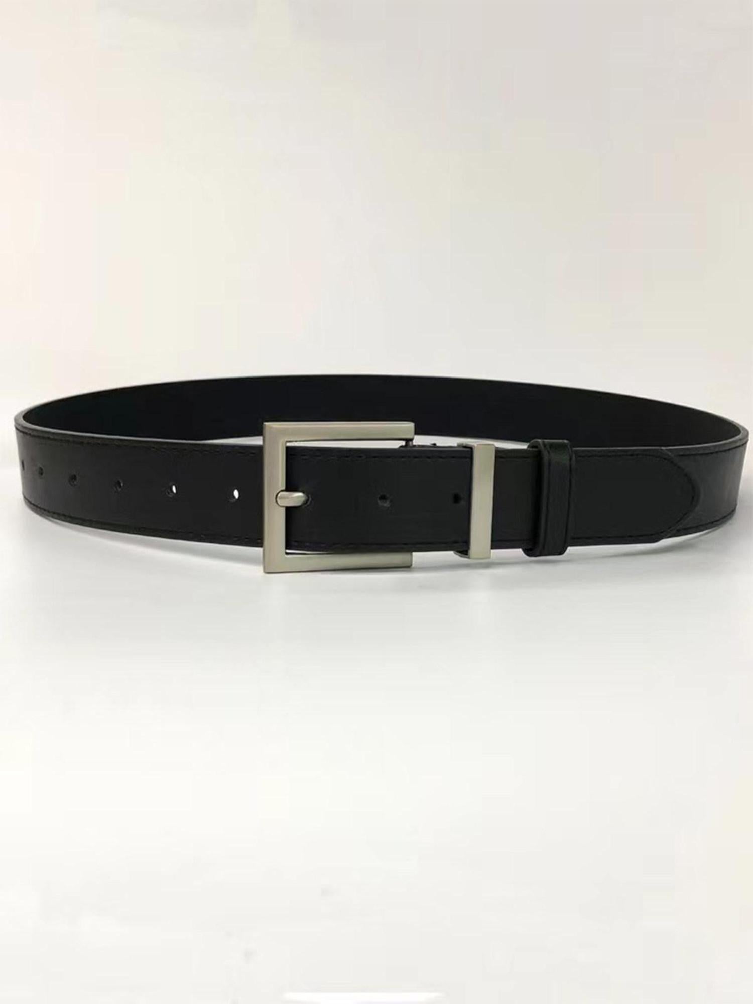 7Shiftin Soft Pu Plain Versatile Unisex Youth Black Minimalist Fashion Belts