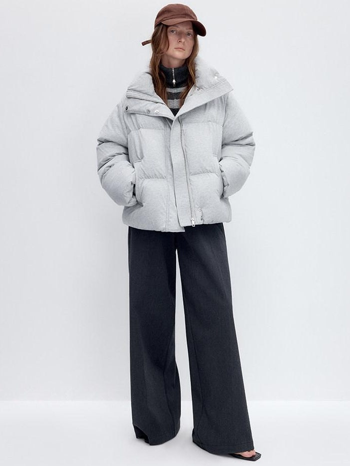 RUN TO THE FUTURE Warm 90 Percent White Duck Down Retro Straight Fit Cotton Gray Down Jackets