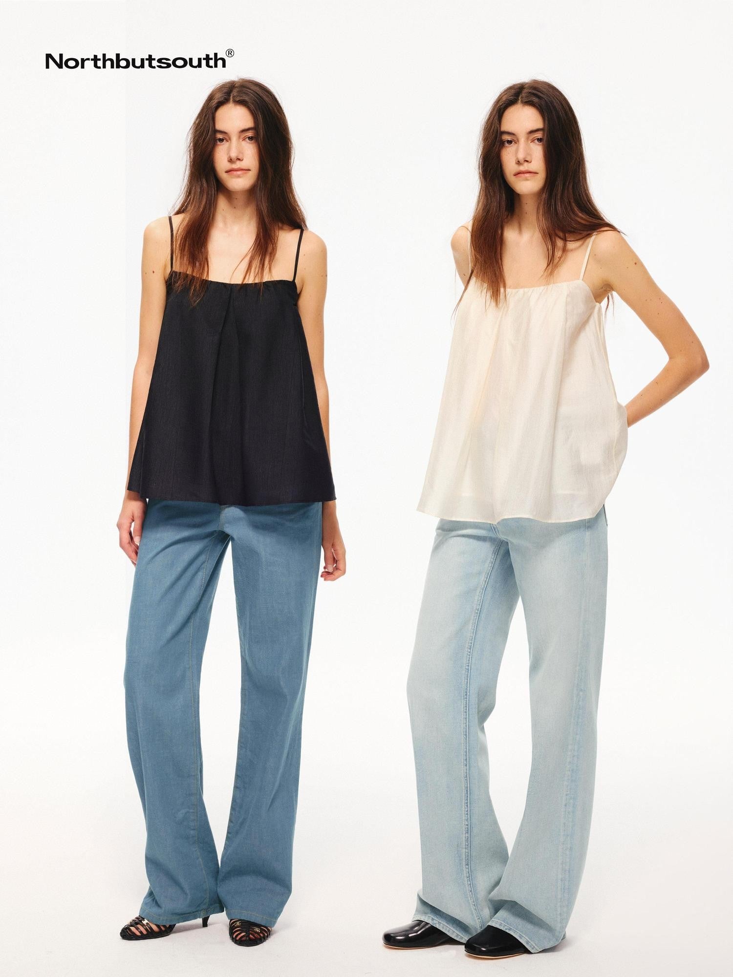 Northbutsouth Sheer Textured Adjustable Side Coverage Pleated Women&