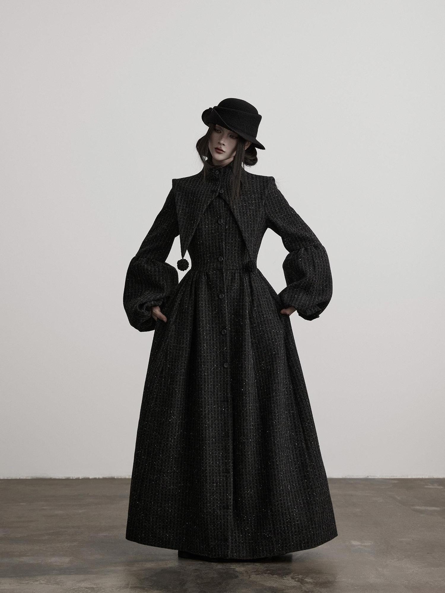 INDULGE Slim Casual Tailored Viscose Wool Blend Plaid High Waist Women Daily Long Coats