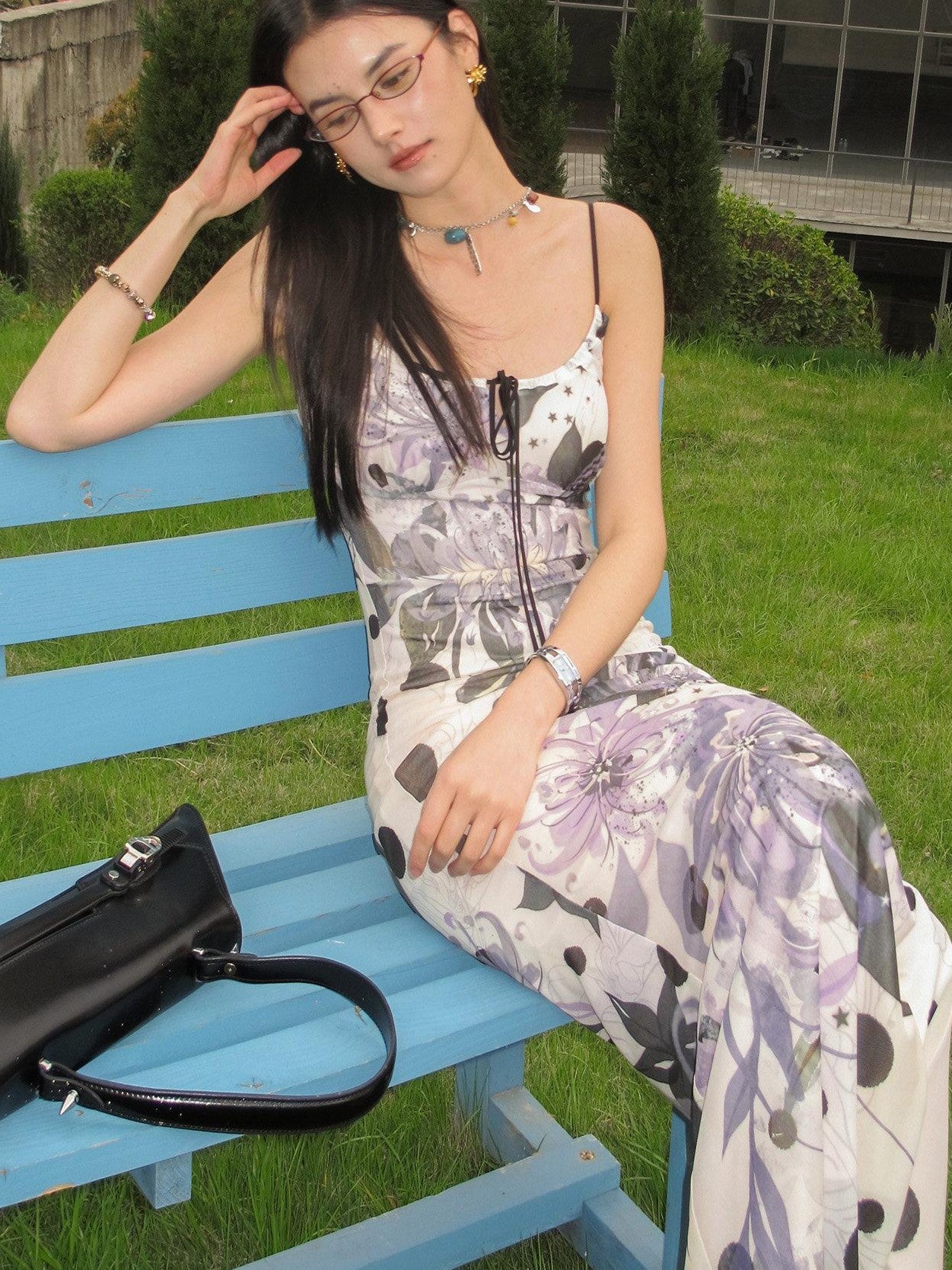OfAkiva Fishtail Printed Cinched Waist Spaghetti Strap Women&