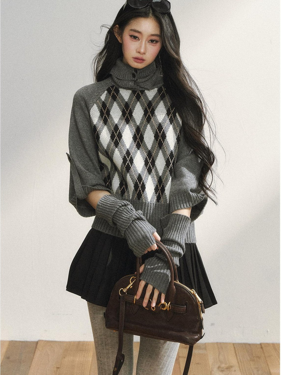 7Shiftin Cozy Vintage Slim Fit Turtleneck Pullover Women Plaid Knitwear Tops Sweaters