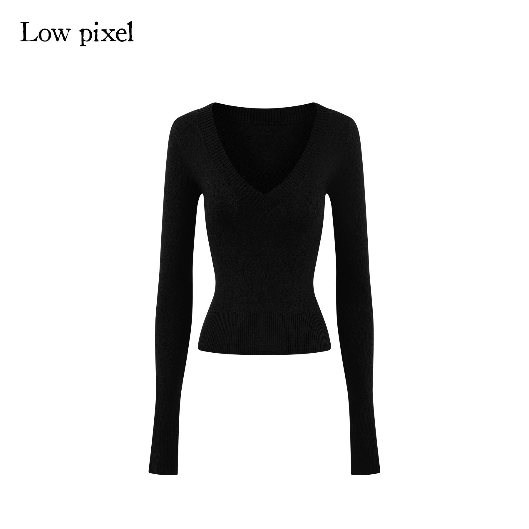 Low_pixel_Waist_Cinched_Gothic_Slim_V-neck_Black_Women_Pullover_Cropped_Jackets_MISSTT