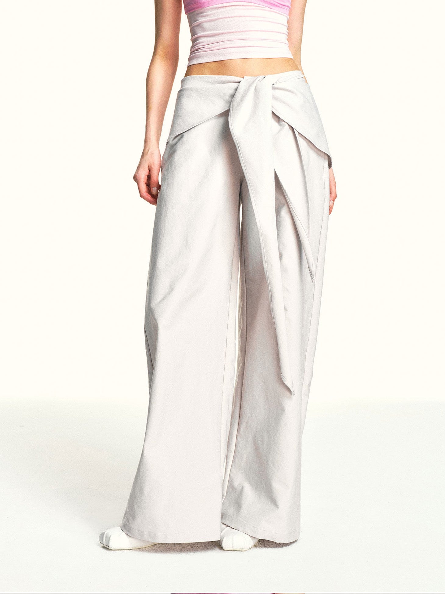 kvkv Oatmeal Gray Relaxed Detachable Waist Tie Women&