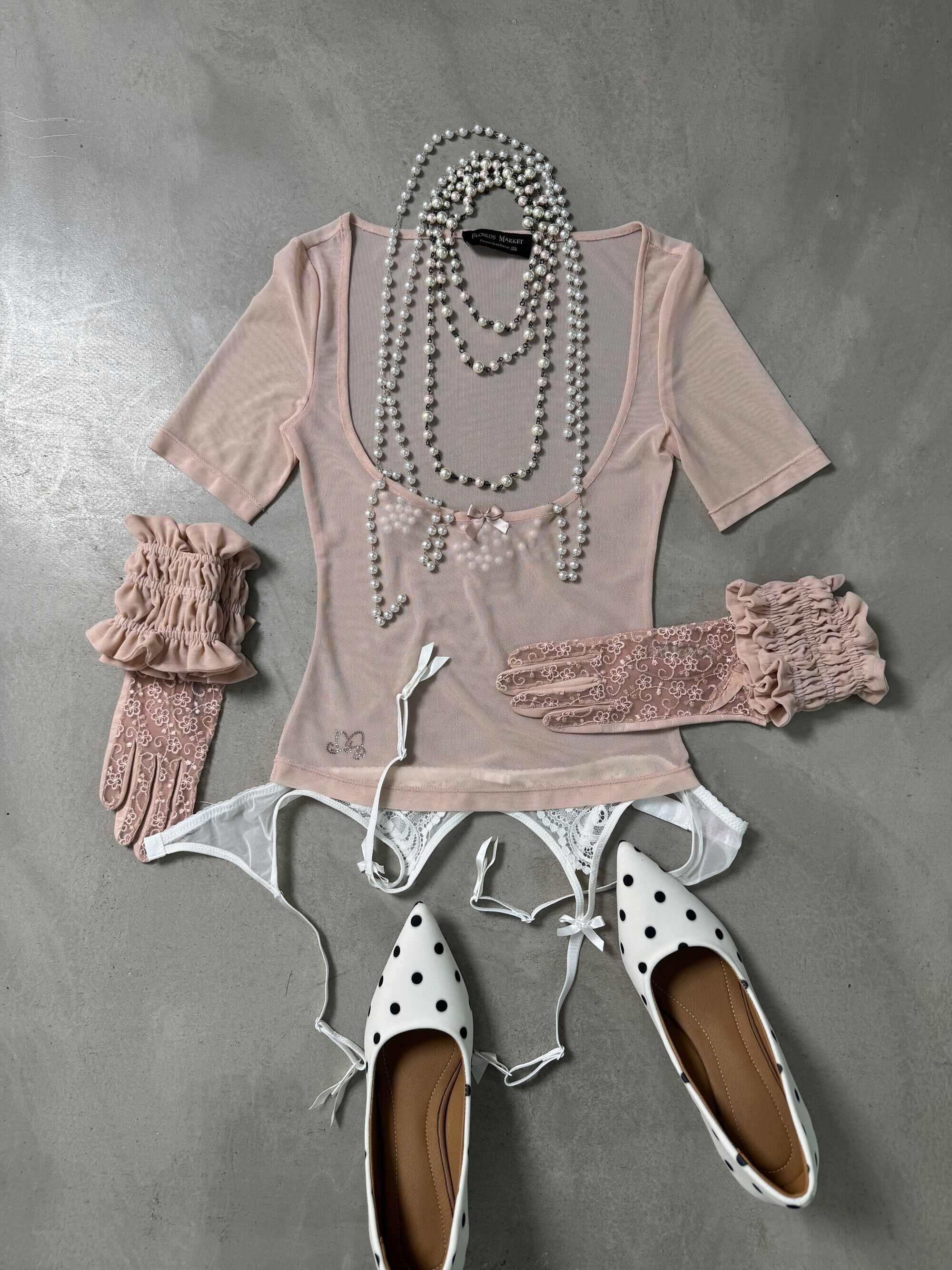 Flowers_birds_Market_Bow_Mesh_Patchwork_Slim_Casual_Cropped_Round_Neck_Women_Long_Sleeve_T-Shirts_MISSTT