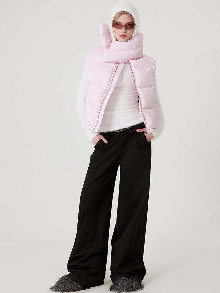 RUN TO THE FUTURE 90 Percent White Down Sleeveless Cropped Straight Korean Women Down Jackets
