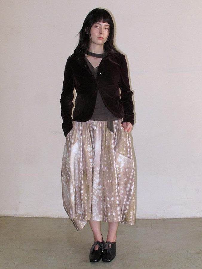 Mito de dar Deer Spot Brown Asymmetric Patchwork Women&