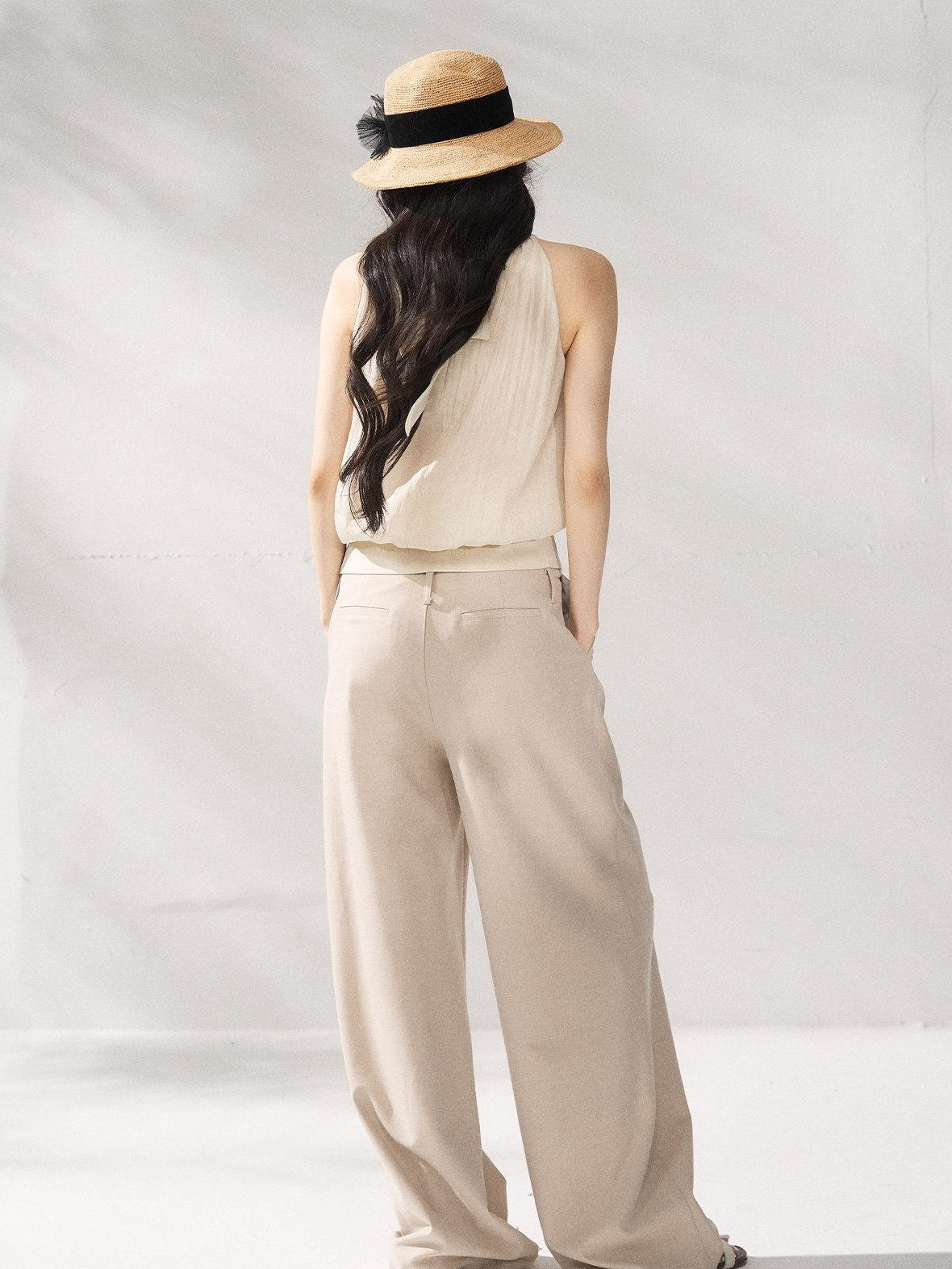 7Shiftin Comfort Stretch Natural Waist Casual Straight Hem Women Khaki Wide Leg Pants