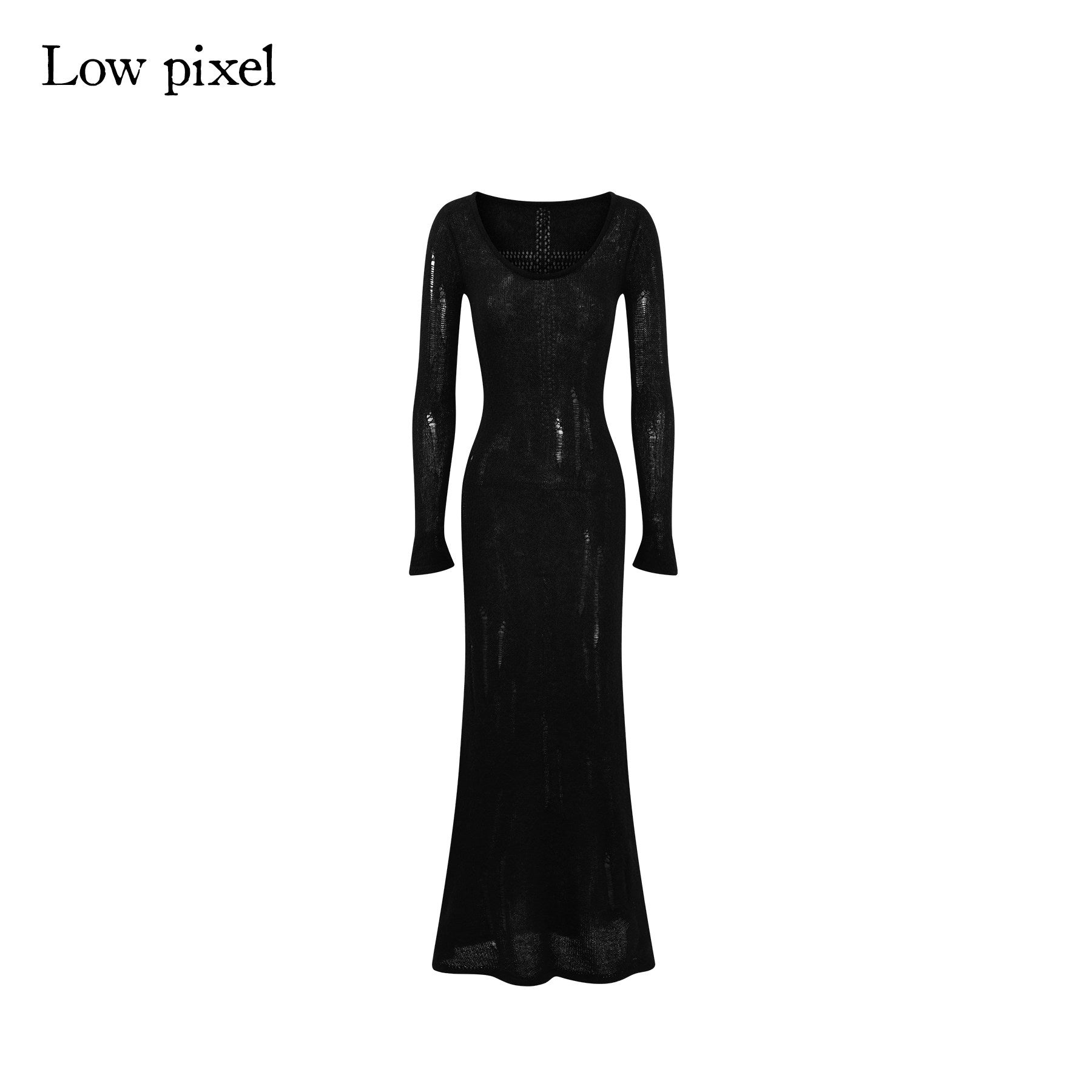 Low_pixel_Waist_Defining_Wool_Knit_Tassel_Casual_Long_Sleeve_Round_Neck_Black_Maxi_Dresses_MISSTT