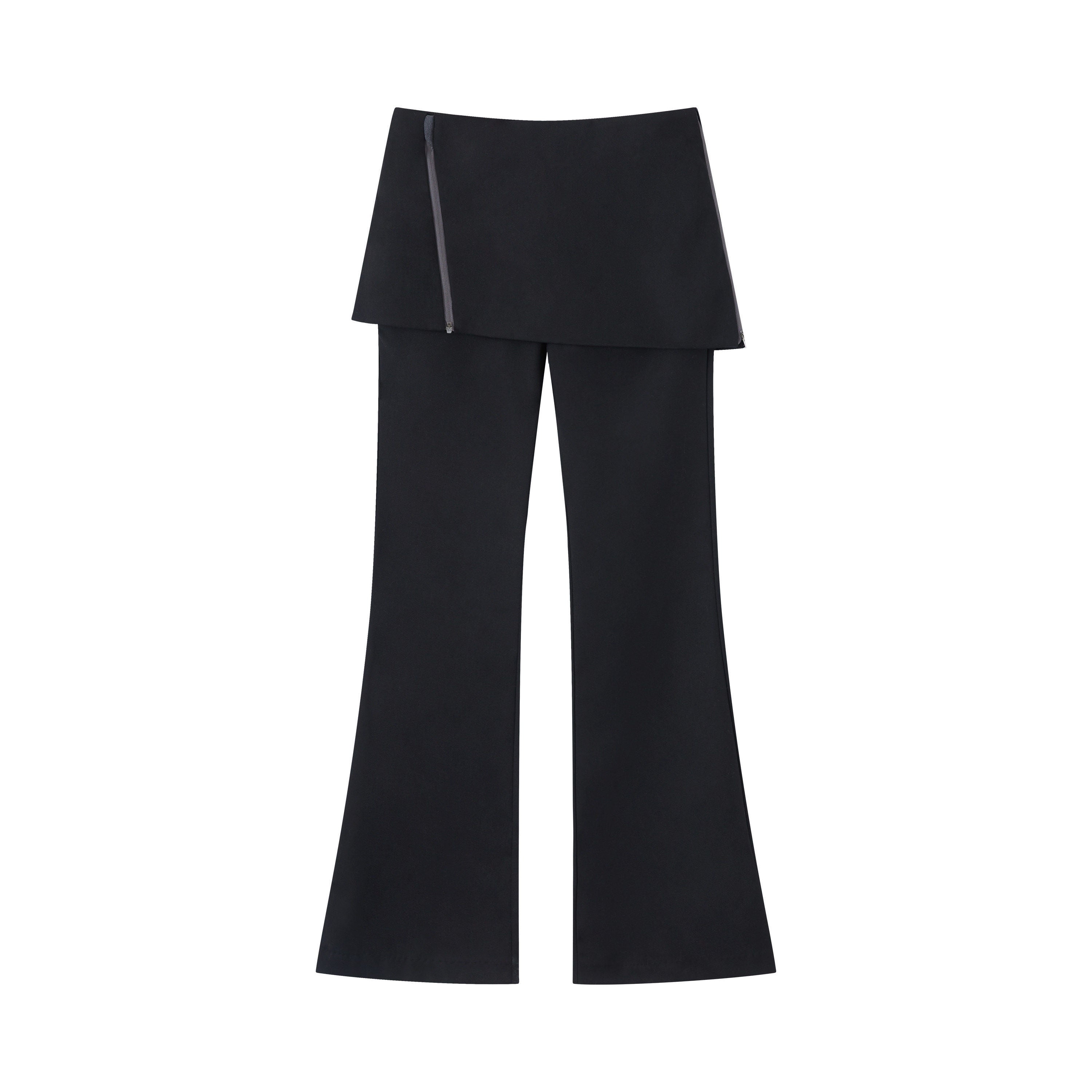 RUN TO THE FUTURE Low Waist Zip Slim Minimal Microflare Women Classic Black Flare Pants