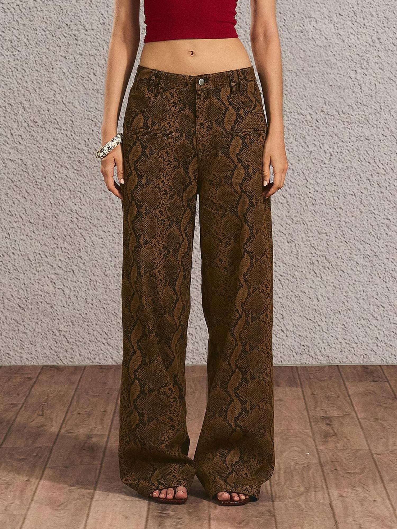 The NeverMore Durable Distressed Relaxed Fit Natural Waist Women Light Brown Wide Leg Jeans