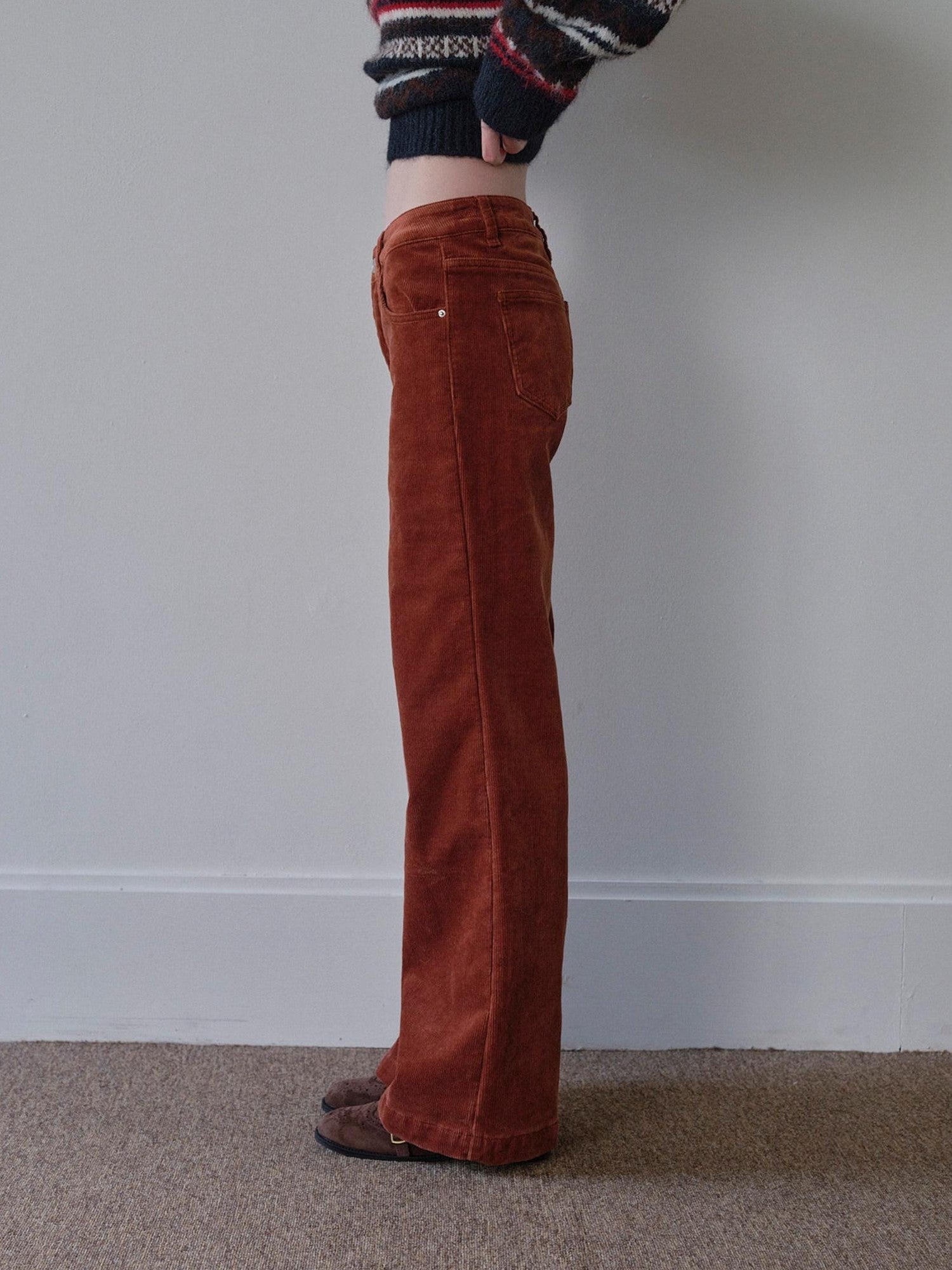 DKZ OFFICIAL Corduroy Orange Solid Pocket Button Women&