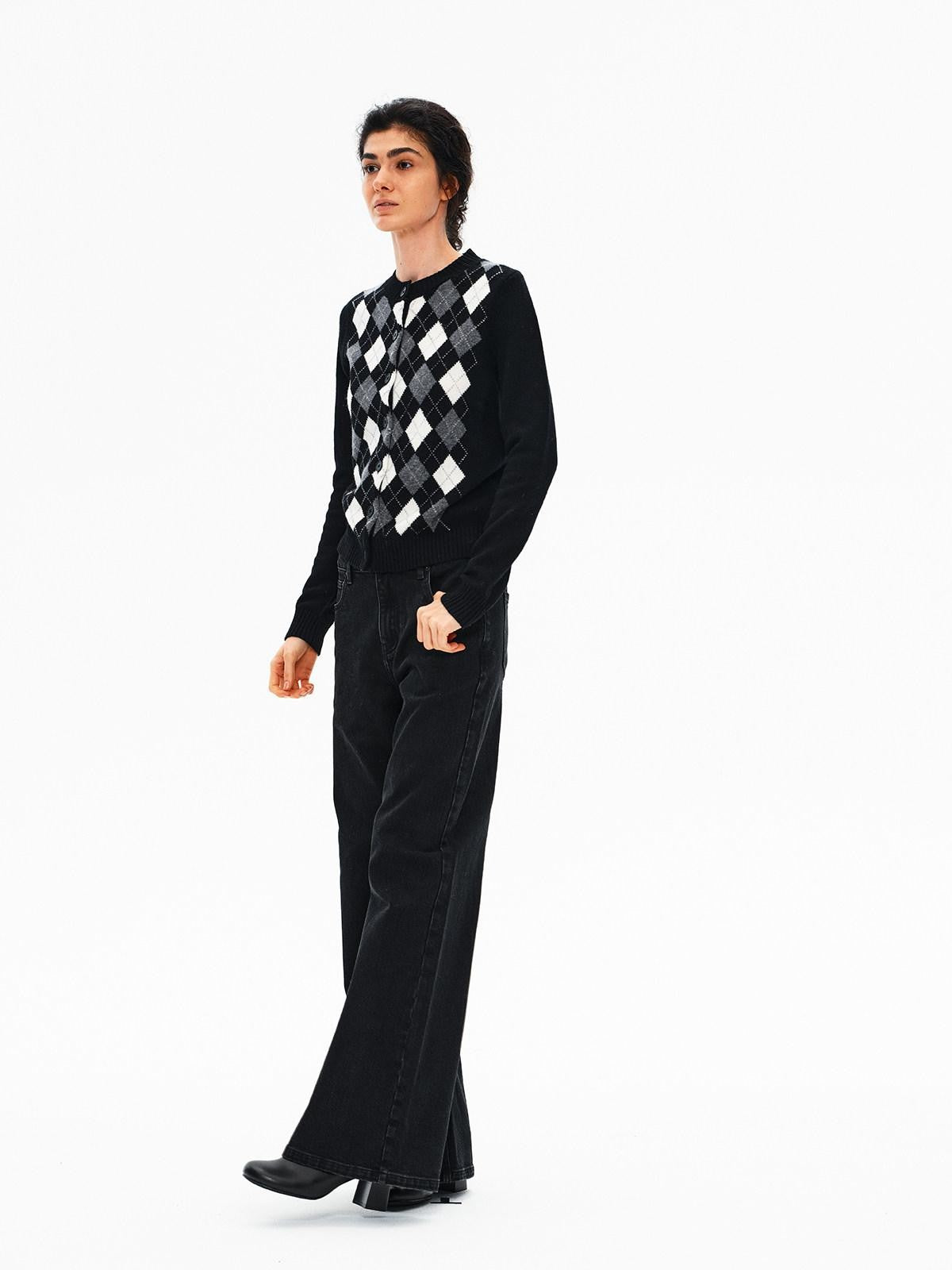 Northbutsouth Three Color Diamond Contrast Slim Fit Women&