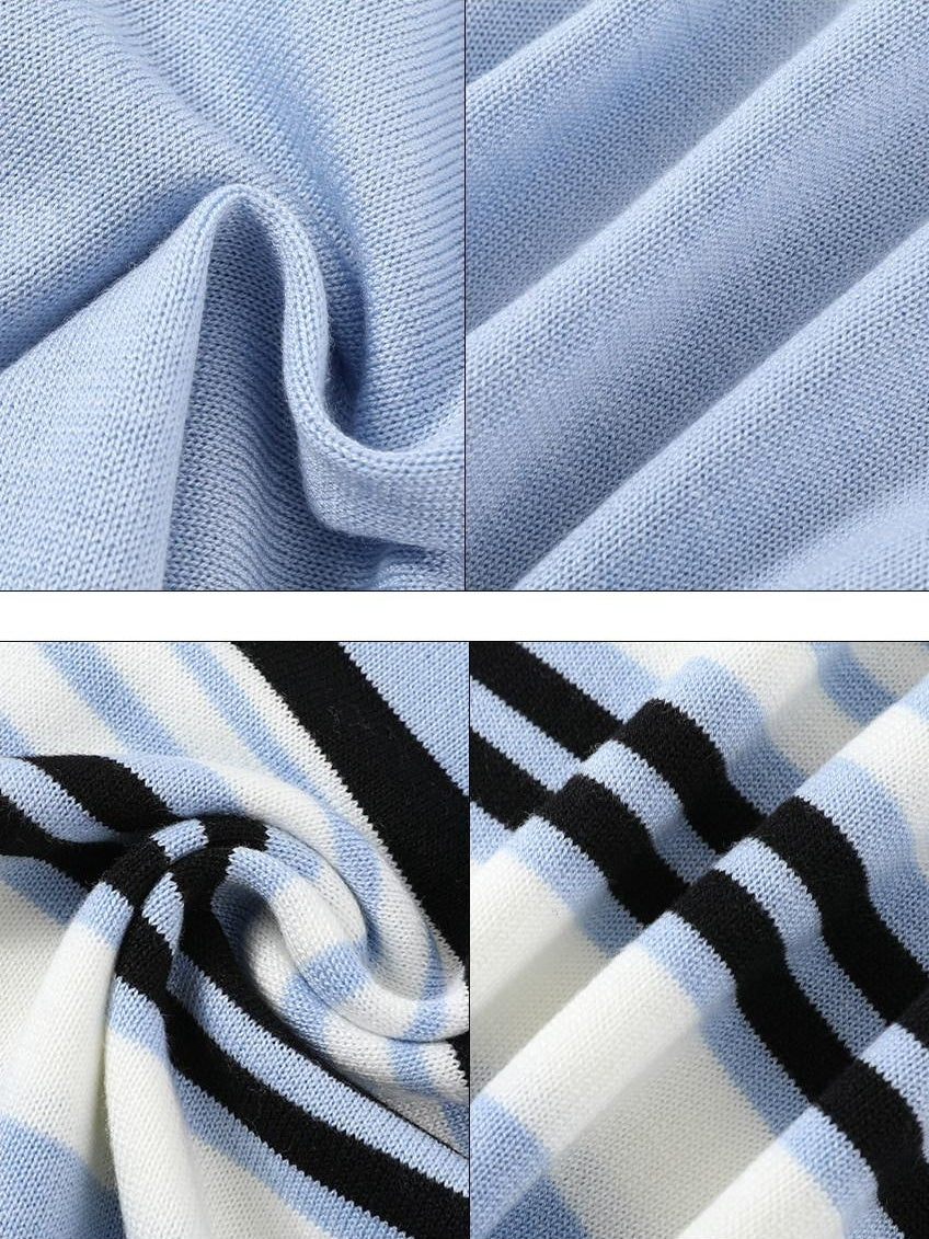 7Shiftin Breathable Striped Two Piece Cardigan Pullover Women Casual Long Sleeve T-Shirts